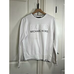Michael Kors Men’s White Cotton Blend Pullover MK Graphic Logo Size S L347